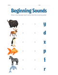 Match Beginning Sound to Animals Y-Z