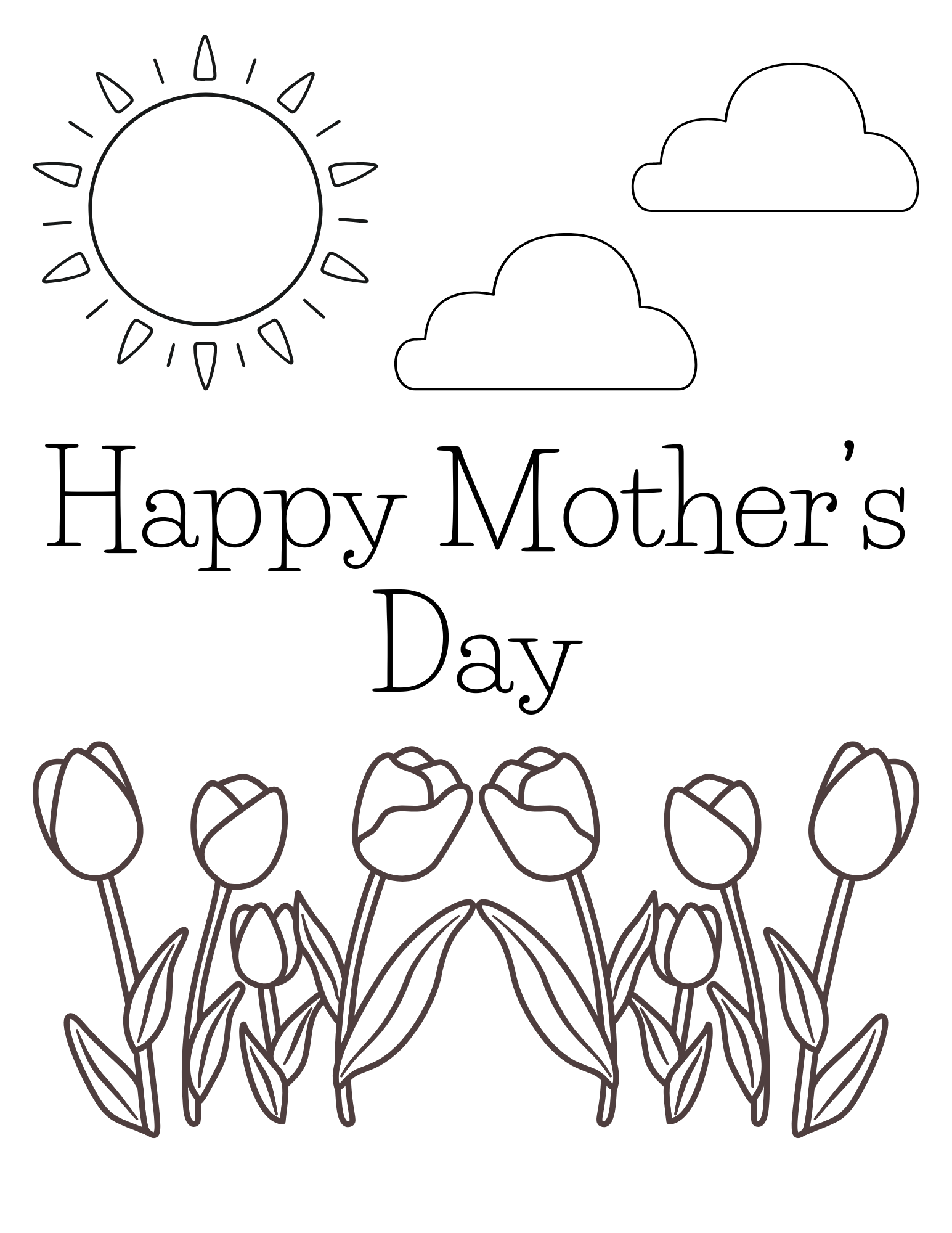 Simple Mother's Day Coloring Page