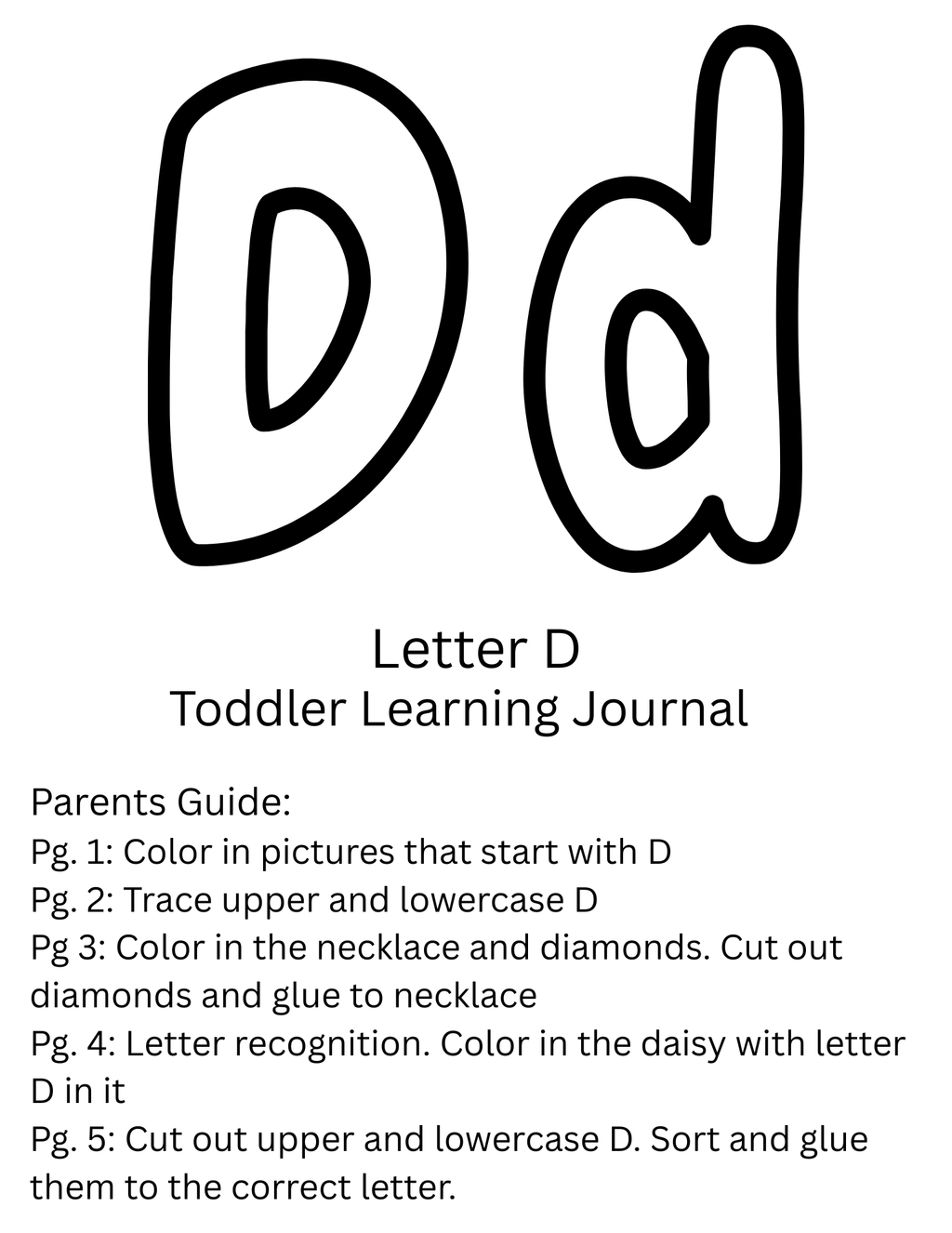 Toddler Journal: Letter D Worksheet