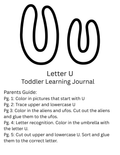 Toddler Journal: Letter U Worksheets